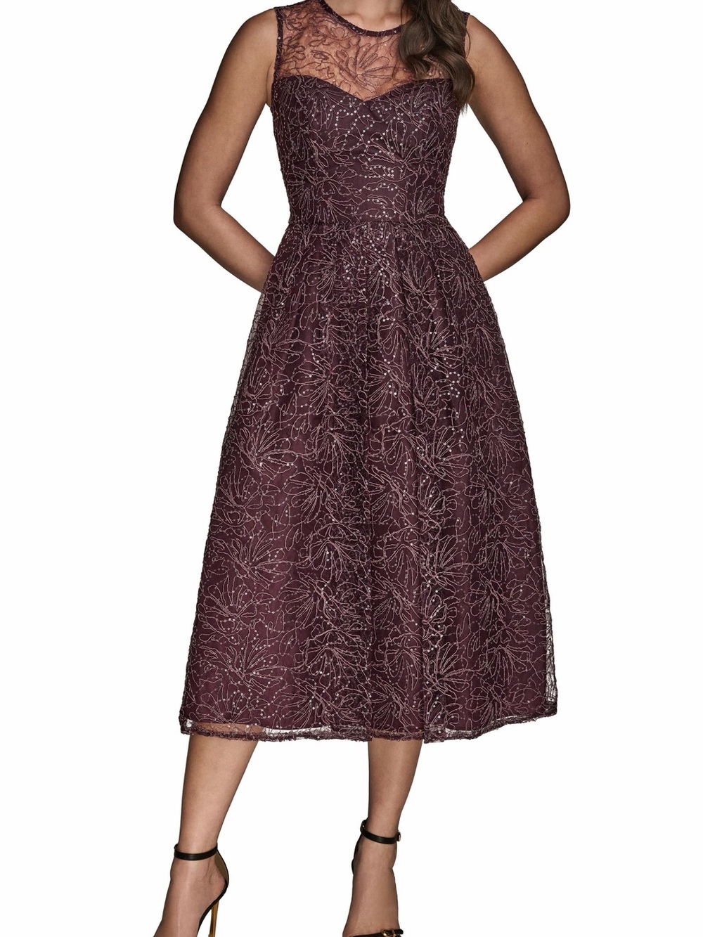 Donna Karan Sleeveless Sequin Cocktail Dress Deep Plum Size 12 BNWT